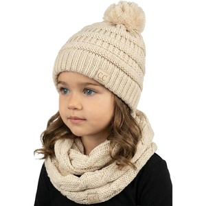 image:imageFunky Junque Girls Winter Hat amp Scarf Sets  Pom Beanie Ponytail Beanies or Headband with Matching Infinity Scarf Ages 15Beige  Pom Hat  Scarf