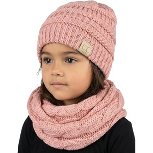 image:imageFunky Junque Girls Winter Hat amp Scarf Sets  Pom Beanie Ponytail Beanies or Headband with Matching Infinity Scarf Ages 15Indi Pink  Hat  Scarf