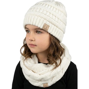 image:imageFunky Junque Girls Winter Hat amp Scarf Sets  Pom Beanie Ponytail Beanies or Headband with Matching Infinity Scarf Ages 15Ivory  Hat  Scarf