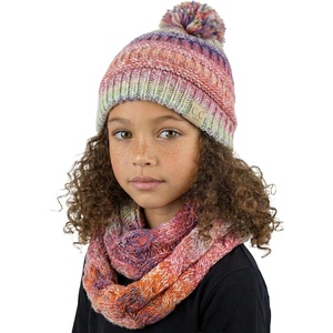 image:imageFunky Junque Girls Winter Hat amp Scarf Sets  Pom Beanie Ponytail Beanies or Headband with Matching Infinity Scarf Ages 15Multi Rose Mix  Pom Hat  Scarf