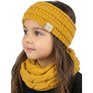 image:imageFunky Junque Girls Winter Hat amp Scarf Sets  Pom Beanie Ponytail Beanies or Headband with Matching Infinity Scarf Ages 15Mustard  Ribbed Headwrap  Scarf