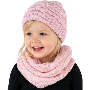 image:imageFunky Junque Girls Winter Hat amp Scarf Sets  Pom Beanie Ponytail Beanies or Headband with Matching Infinity Scarf Ages 15No Pom  Baby Pink