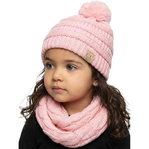 image:imageFunky Junque Girls Winter Hat amp Scarf Sets  Pom Beanie Ponytail Beanies or Headband with Matching Infinity Scarf Ages 15Pale Pink  Pom Hat  Scarf