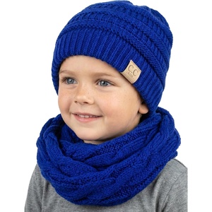 image:imageFunky Junque Girls Winter Hat amp Scarf Sets  Pom Beanie Ponytail Beanies or Headband with Matching Infinity Scarf Ages 15Royal Blue No Pom