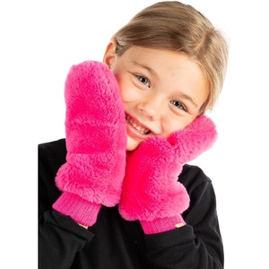 image:imageFunky Junque Kids Convertible Faux Fur Mittens  Girls Mittens Ages 39 Warm Sherpa Winter Fuzzy Mitten with Finger FlapFuchsia