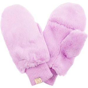 image:imageFunky Junque Kids Convertible Faux Fur Mittens  Girls Mittens Ages 39 Warm Sherpa Winter Fuzzy Mitten with Finger FlapLavender