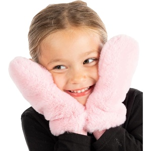 image:imageFunky Junque Kids Convertible Faux Fur Mittens  Girls Mittens Ages 39 Warm Sherpa Winter Fuzzy Mitten with Finger FlapPink