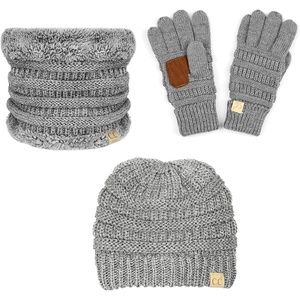 image:imageFunky Junque Kids Matching Winter Solid Ribbed Beanie Cap Fleece Lined Neck Warmer Stretchy Toddler Gloves BundleHeather Grey