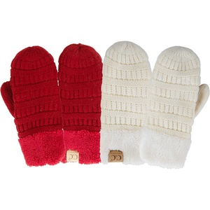 image:imageFunky Junque Kids Mittens  Thermal Knit Fleece Lined Winter Gloves for Boys amp Girls Ages 57 Soft Cozy Cold Weather Wear2 Pack  Ivory  Red
