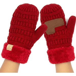 image:imageFunky Junque Kids Mittens  Thermal Knit Fleece Lined Winter Gloves for Boys amp Girls Ages 57 Soft Cozy Cold Weather WearRed