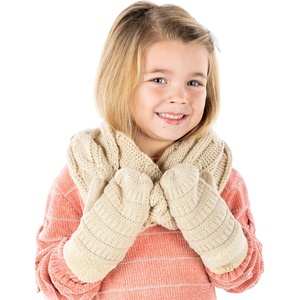 image:imageFunky Junque Kids Scarf amp Matching Sherpa Lined Mitten BundleBeige