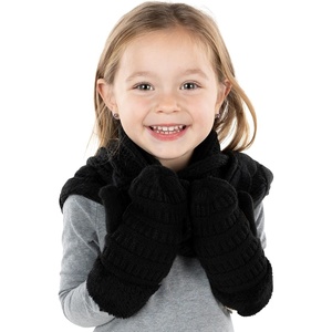 image:imageFunky Junque Kids Scarf amp Matching Sherpa Lined Mitten BundleBlack