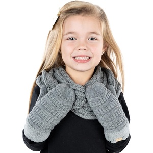 image:imageFunky Junque Kids Scarf amp Matching Sherpa Lined Mitten BundleHeather Grey