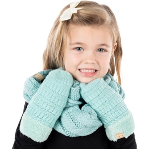 image:imageFunky Junque Kids Scarf amp Matching Sherpa Lined Mitten BundleMint