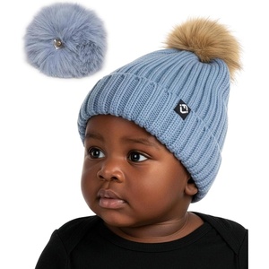image:imageFunky Junque Knit Baby Beanie  Detachable Pom Pom Winter Hat for Infants 012 Months Soft Warm Infant Beanies Boys amp GirlsDenim