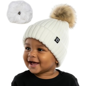 image:imageFunky Junque Knit Baby Beanie  Detachable Pom Pom Winter Hat for Infants 012 Months Soft Warm Infant Beanies Boys amp GirlsIvory