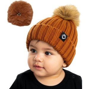 image:imageFunky Junque Knit Baby Beanie  Detachable Pom Pom Winter Hat for Infants 012 Months Soft Warm Infant Beanies Boys amp GirlsRust