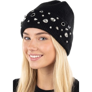 image:imageFunky Junque Luxury Bling Beanie  Womens Sparkle Rhinestone Winter Knit HatRhinestone Crystal  Black