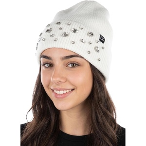 image:imageFunky Junque Luxury Bling Beanie  Womens Sparkle Rhinestone Winter Knit HatRhinestone Crystal  White