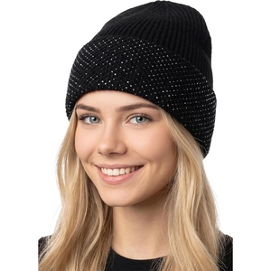 image:imageFunky Junque Luxury Bling Beanie  Womens Sparkle Rhinestone Winter Knit HatRhinestone Net  Black