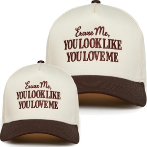 image:imageFunky Junque Matching Family Trucker Hat Set Adult amp Child Baseball Caps  Mommy amp me 2tone vintage snapback caps for family photos baby showers outings amp matching giftsExcuse Me  You Look Like You Love Me  BrownBeige