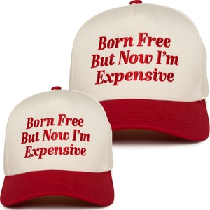 image:imageFunky Junque Matching Family Trucker Hat Set Adult amp Child Baseball Caps  Mommy amp me 2tone vintage snapback caps for family photos baby showers outings amp matching giftsBorn Free But Now Im Expensive  RedBeige