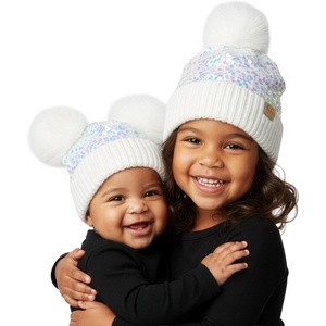 image:imageFunky Junque Matching Infant amp Toddler Pom Beanies  Winter Knit Hats for Baby Girls amp Siblings Adorable SetSequin  White