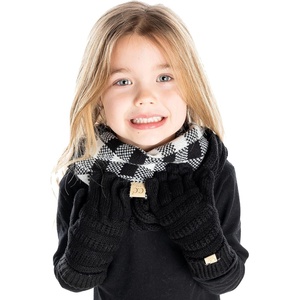 image:imageFunky Junque Matching Sets Kids Infinity Scarf Texting Gloves Bundle Girls Boys ToddlerBuffalo Checker  BlackWhite