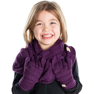 image:imageFunky Junque Matching Sets Kids Infinity Scarf Texting Gloves Bundle Girls Boys ToddlerDark Purple
