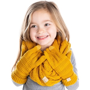 image:imageFunky Junque Matching Sets Kids Infinity Scarf Texting Gloves Bundle Girls Boys ToddlerMustard