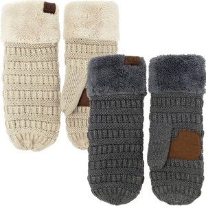 image:imageFunky Junque Mittens for Women  Fleece Lined Womens Winter Gloves Fuzzy Warm Mittens Cold Weather Fashion Accessories2pack Beige  Charcoal
