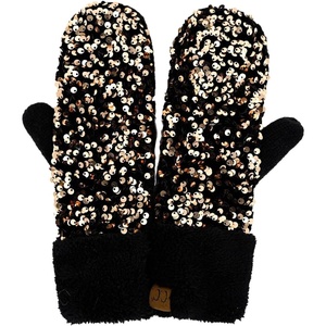 image:imageFunky Junque Mittens for Women  Fleece Lined Womens Winter Gloves Fuzzy Warm Mittens Cold Weather Fashion AccessoriesChunky Sequin  Gold