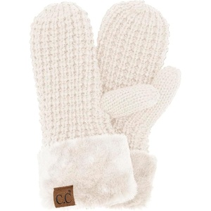 image:imageFunky Junque Mittens for Women  Fleece Lined Womens Winter Gloves Fuzzy Warm Mittens Cold Weather Fashion AccessoriesWaffle Knit  Ivory
