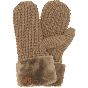 image:imageFunky Junque Mittens for Women  Fleece Lined Womens Winter Gloves Fuzzy Warm Mittens Cold Weather Fashion AccessoriesWaffle Knit  Taupe