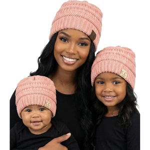 image:imageFunky Junque Mommy amp Me Beanie Set  Matching Knit Winter Hats for Baby Toddler Kids amp Moms Cute Family Beanies BundleAdult  Toddler  Infant  Indi Pink  Ribbed 3pk