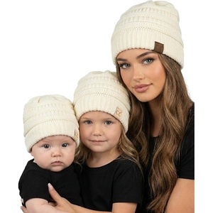 image:imageFunky Junque Mommy amp Me Beanie Set  Matching Knit Winter Hats for Baby Toddler Kids amp Moms Cute Family Beanies BundleAdult  Toddler  Infant  Ivory  Ribbed 3pk