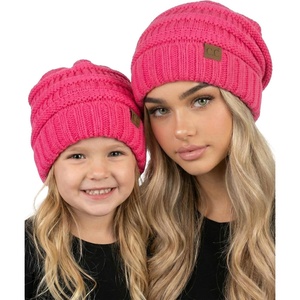 image:imageFunky Junque Mommy amp Me Beanie Set  Matching Knit Winter Hats for Baby Toddler Kids amp Moms Cute Family Beanies BundleAdult  Toddler  Oversized Candy Pink 2 Pk