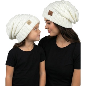 image:imageFunky Junque Mommy amp Me Beanie Set  Matching Knit Winter Hats for Baby Toddler Kids amp Moms Cute Family Beanies BundleAdult  Toddler  Oversized Ivory 2 Pk