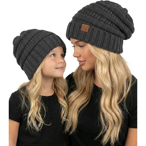 image:imageFunky Junque Mommy amp Me Beanie Set  Matching Knit Winter Hats for Baby Toddler Kids amp Moms Cute Family Beanies BundleAdult  Toddler  Oversized Melange Grey 2 Pk