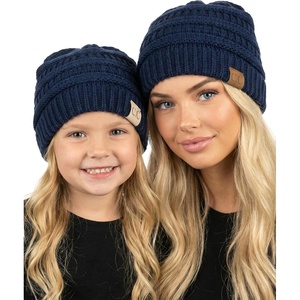 image:imageFunky Junque Mommy amp Me Beanie Set  Matching Knit Winter Hats for Baby Toddler Kids amp Moms Cute Family Beanies BundleAdult  Toddler  Ribbed  Navy 2 Pk