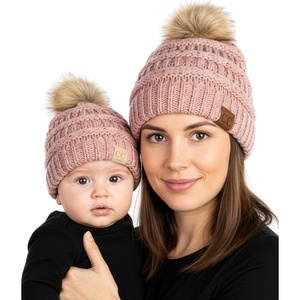 image:imageFunky Junque Mommy amp Me Pom Pom Beanies Set  Infant Baby amp Mom Matching Winter Outfits Warm Newborn amp Womens Beanie HatsConfetti  Indi Pink Faux Fur Pom