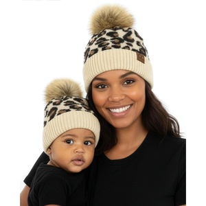 image:imageFunky Junque Mommy amp Me Single Pom AdultInfant Bundle 2 Pack  Leopard  Beige