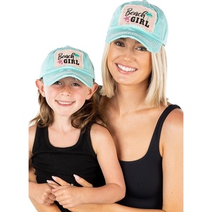 image:imageFunky Junque Mommy and Me Baseball Caps Matching Mother Daughter Hats  Soft cotton matching cap set with embroidery for mom daughter photos beach vacations brunches amp family gifts2 Pack Beach Girl  Mint