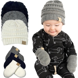 image:imageFunky Junque Newborn Baby Knit Beanie amp Fleece Mittens Set  Warm Winter Essentials3 Pack 1 Black  1 Ivory  1 Heather Grey