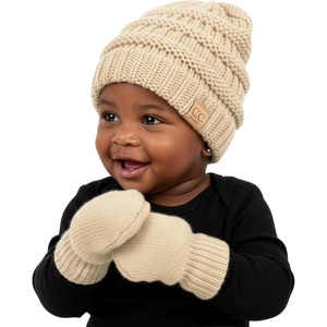 image:imageFunky Junque Newborn Baby Knit Beanie amp Fleece Mittens Set  Warm Winter EssentialsBeige