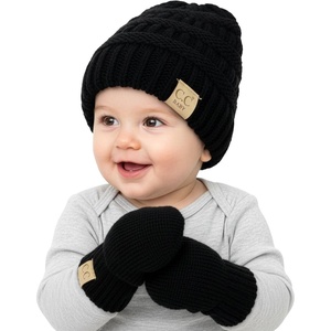 image:imageFunky Junque Newborn Baby Knit Beanie amp Fleece Mittens Set  Warm Winter EssentialsBlack