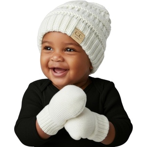 image:imageFunky Junque Newborn Baby Knit Beanie amp Fleece Mittens Set  Warm Winter EssentialsIvory