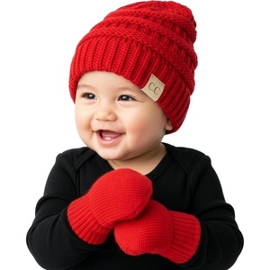 image:imageFunky Junque Newborn Baby Knit Beanie amp Fleece Mittens Set  Warm Winter EssentialsRed