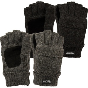 image:imageFunky Junque Premium FleeceLined Convertible Mittens  Warm Winter Knit Gloves  Value Packs Solid Colors Mixed Colors2 Pack Charcoal  Black