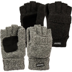 image:imageFunky Junque Premium FleeceLined Convertible Mittens  Warm Winter Knit Gloves  Value Packs Solid Colors Mixed Colors2 Pack Grey Mix  Black
